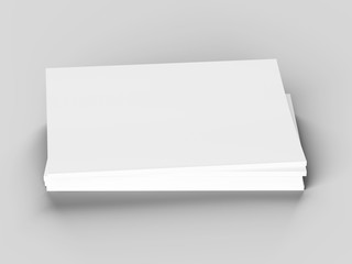 Magazines with a glued binding. Stack of catalogues. Vertical A4 format. 3d illustration.