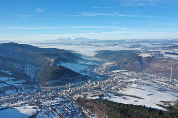 Aerial view of Krompachy city in Slovakia