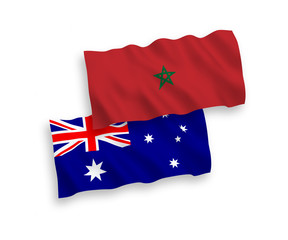 Flags of Australia and Morocco on a white background