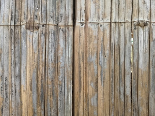 texture of Bamboo wood walls that have been cut into strips, Old Bamboo ​wood background.