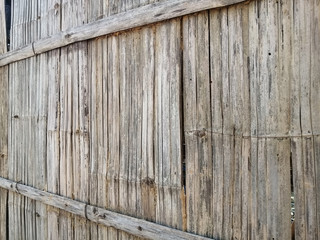 texture of Bamboo wood walls that have been cut into strips, Old Bamboo ​wood background.