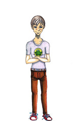 Cartoon image with colorful cartoon character on white background for decoration design.