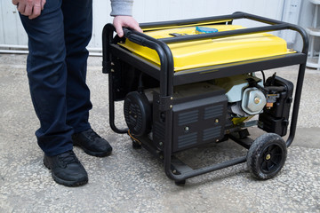 Gasoline generator for generating electricity in an emergency.