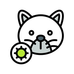 virus transmission or coronavirus related infected cat with virus vector with editable stroke,