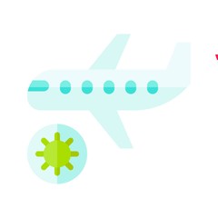 virus transmission or coronavirus related infected airplane vector in flat design,