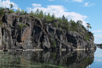 Fototapeta na wymiar Travel to Russia. Ladoga skerries- hiking on the lake. Nature landscape- national park