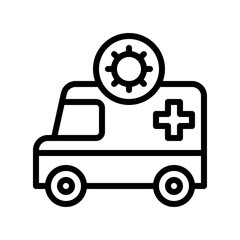 virus transmission or coronavirus related ambulance or rescue vector in lineal style,