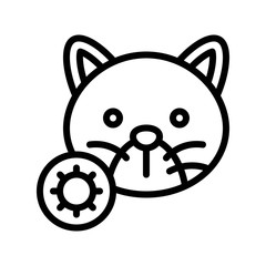 virus transmission or coronavirus related infected cat with virus vector in lineal style,