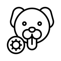 virus transmission or coronavirus related infected dog vector in lineal style,