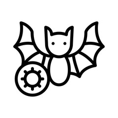 virus transmission or coronavirus related infected bat with bacteria vector in lineal style,