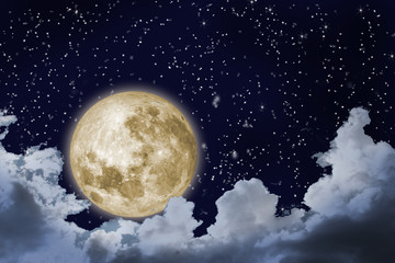 moon on blue sky space background