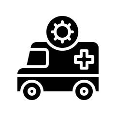 virus transmission or coronavirus related ambulance or rescue vector in solid design,