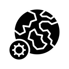 virus transmission or coronavirus related world globe or worldwide with bacteria vector in solid design,