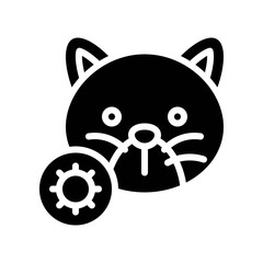 virus transmission or coronavirus related infected cat with virus vector in solid design,