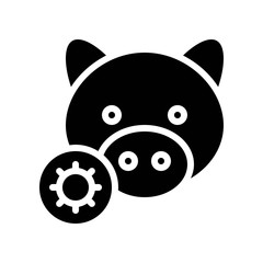 virus transmission or coronavirus related infected pig with bacteria vector in solid design,