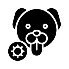 virus transmission or coronavirus related infected dog vector in solid design,