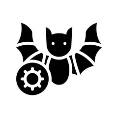 virus transmission or coronavirus related infected bat with bacteria vector in solid design,
