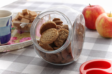 Integral biscuits on the table, healty food, nutrition value