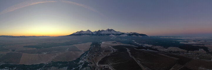 Naklejka na ściany i meble Aerial view of the High Tatras in Slovakia