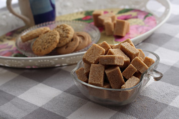 brown sugar cubes on the table