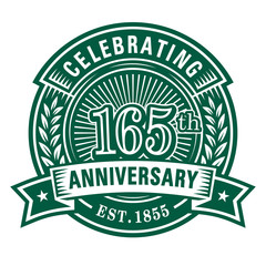 165 years of celebrations design template. 165th anniversary logo. Vector and illustrations.