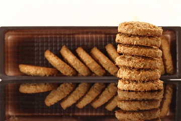 Integral biscuits on the table, healty food, nutrition value