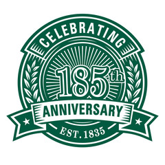 185 years of celebrations design template. 185th anniversary logo. Vector and illustrations.