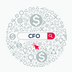 CFO mean (chief financial officer) Word written in search bar ,Vector illustration.