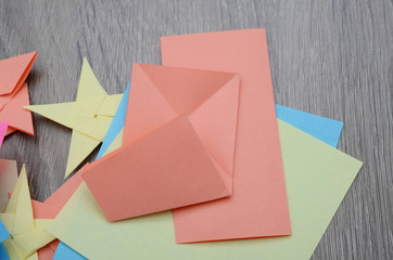 Group of folding origami paper stars