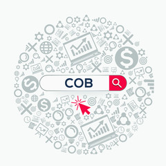 COB mean (close of business) Word written in search bar ,Vector illustration.