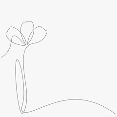 Flower one line drawing, vector illustration