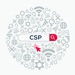 Obraz premium CSP mean (cloud service provider) Word written in search bar ,Vector illustration.