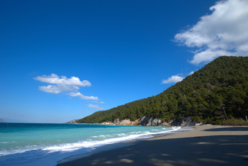 Fototapeta premium Skopelos island , the beach of Kastani Greece.
