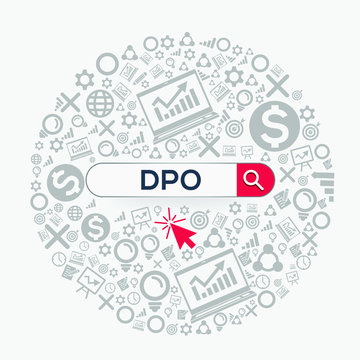 DPO mean (days payable outstanding) Word written in search bar ,Vector illustration.