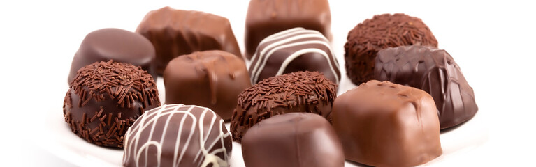 Variety of Chocolates Isolated on a White Background