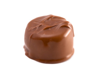 Single Chocolate Truffle Isolated on a White Background