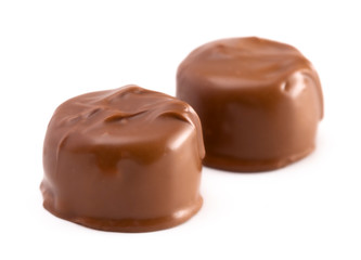 Pair of Chocolate Truffles Isolated on a White Background