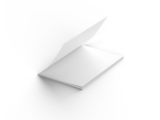 Open magazine with a glued binding. Vertical A4 format. 3d illustration.