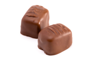 Pair of Chocolate Truffles Isolated on a White Background