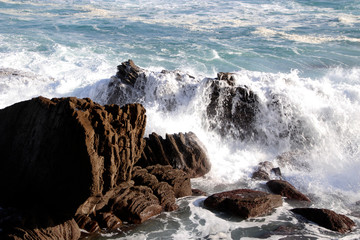 Wave breaking in the shore of San Sebastian