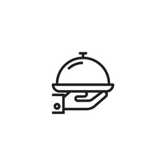Meal tray on hand icon. simple cooking sign. Trendy Flat style for graphic design, Web site, UI. EPS10. - Vector illustration