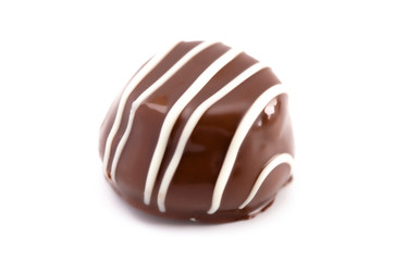 Single Chocolate Truffle Isolated on a White Background