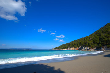  Skopelos island , the beach of Kastani Greece.