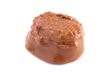 Single Chocolate Truffle Isolated on a White Background