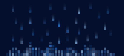 Dynamic background with blue squares falling down. Abstract futuristic cyber style pattern with copy space. Good for banners, templates.