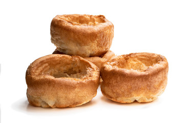 Yorkshire puddings isolated on white background