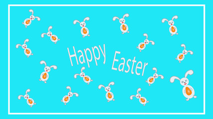 Easter eggs. Happy easter illustration. Hares on Easter background. Easter background. Easter symbol. Easter card. Easter greetings. Happy easter. Copyspace