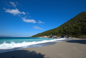  Skopelos island , the beach of Kastani Greece.