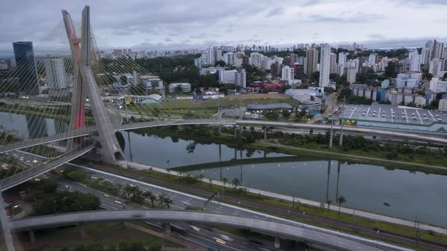Brazil Sao Paulo city highway bridget sunrise time lapse