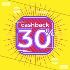 Trendy banner design cashback 30 percent vector eps 10